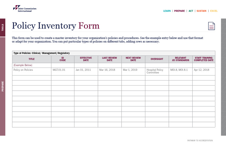 Policy Inventory Form | PDF