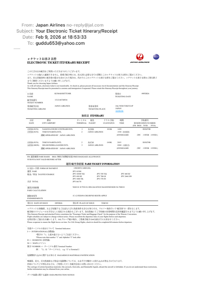 Your Electronic Ticket ItineraryReceipt | PDF | Aviation | Civil Aviation