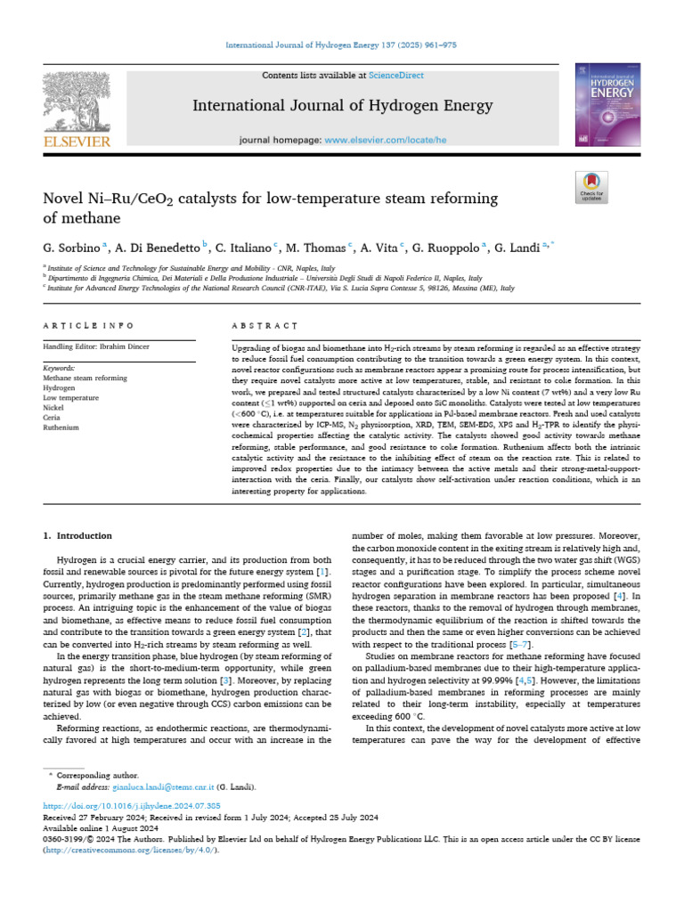 Novel Ni Ru CeO2 Catalysts For Low Temperature 2025 International ...
