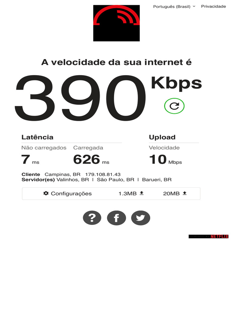 Teste de Velocidade Da Internet Fast - Com 3 | PDF
