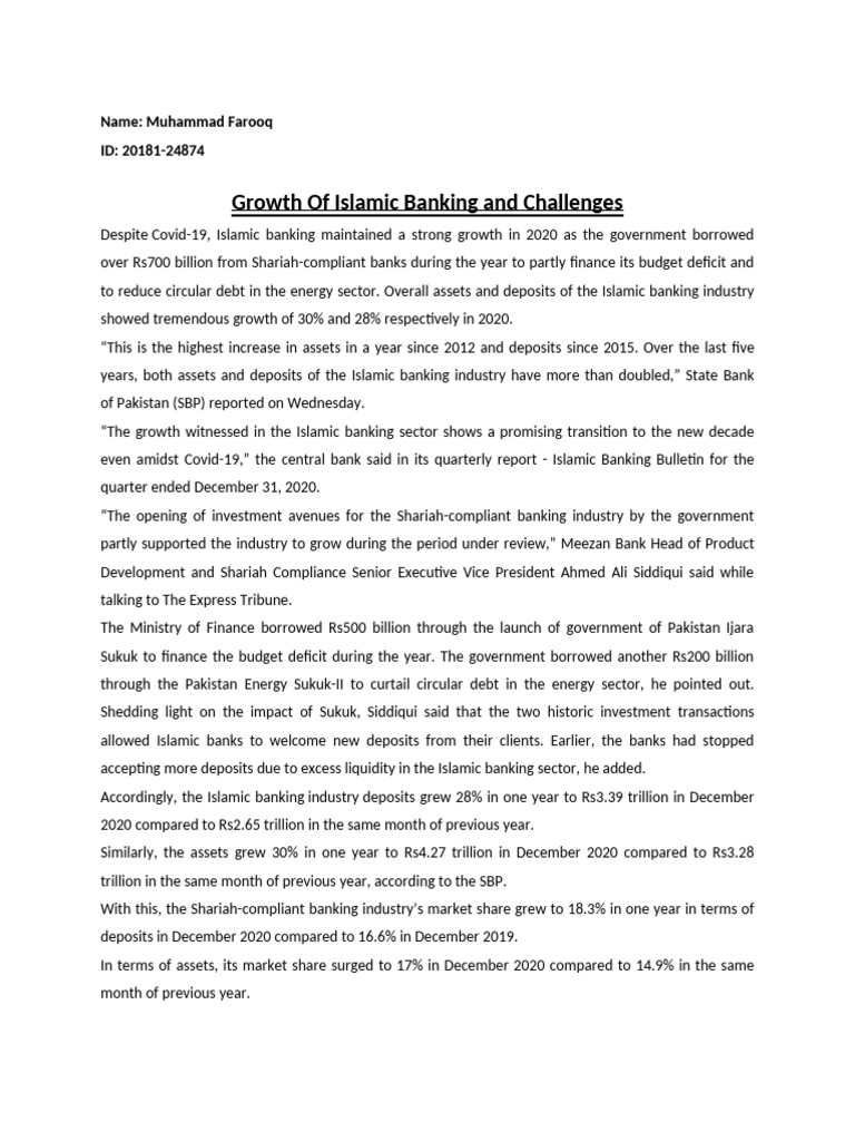 Growth of Islamic Banking and Challenges | PDF | Islamic Banking And ...
