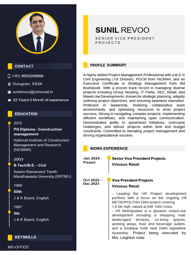 Resume - SUNIL R-5 | PDF | Specification (Technical Standard) | Business