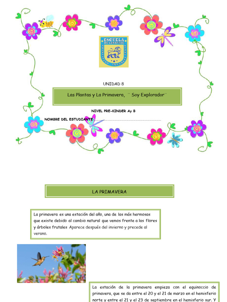 Cuadernillo de Actividades #10 Pre Kinder | PDF | Temporada de ...