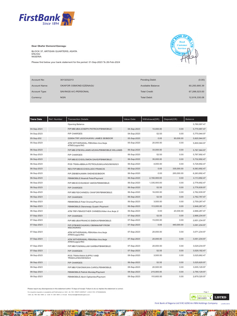 First Bank Sav8888888 - 065408 | PDF | Finance & Money Management ...