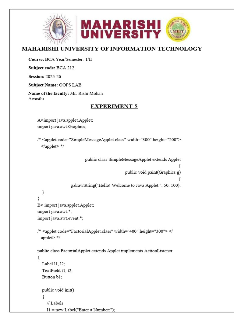 Practical 5 Oops With Java | PDF