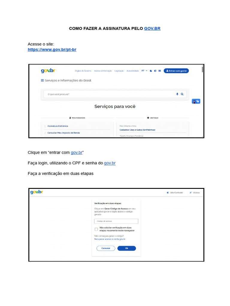 Guia - Como Fazer A Assinatura Pelo Gov | PDF