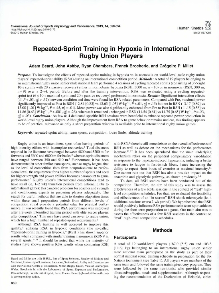 Repeated Sprint Training at Altitude | PDF | Medical Specialties ...