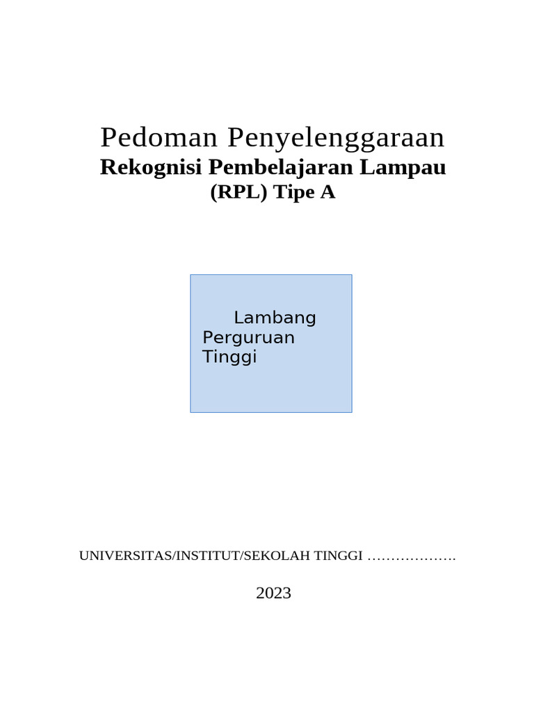 9 Template PEDOMAN RPL PerguruanTinggi Untuk Kurnia Kusumawati | PDF