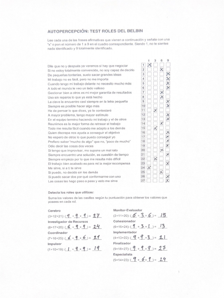 Test Roles Belbin - Eder | PDF