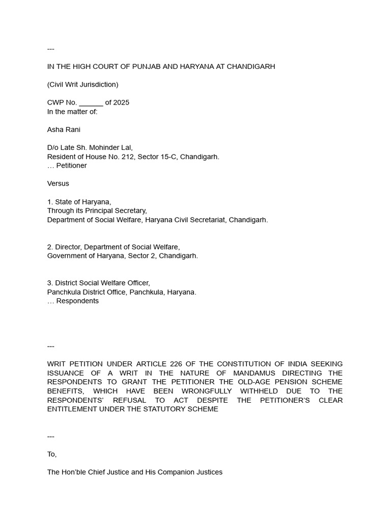 Writ Format 4 | PDF | Mandamus | Writ