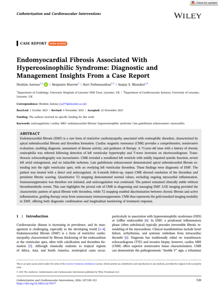 Cathet Cardio Intervent - 2025 - Antoun - Endomyocardial Fibrosis ...