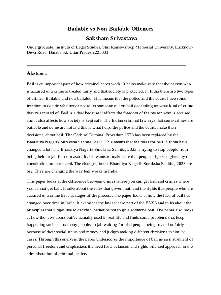Bailable Vs Non-Bailable Offence | PDF | Bail | Crimes