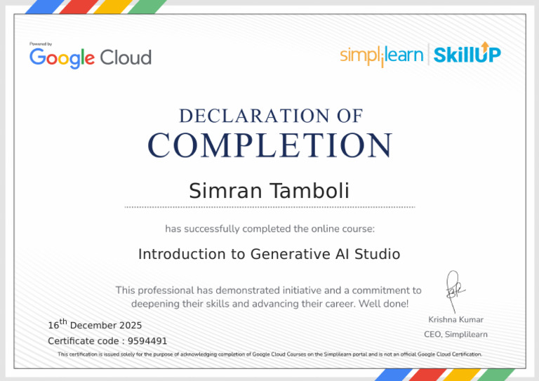 Introduction To Generative AI Studio 9594491-2 | PDF
