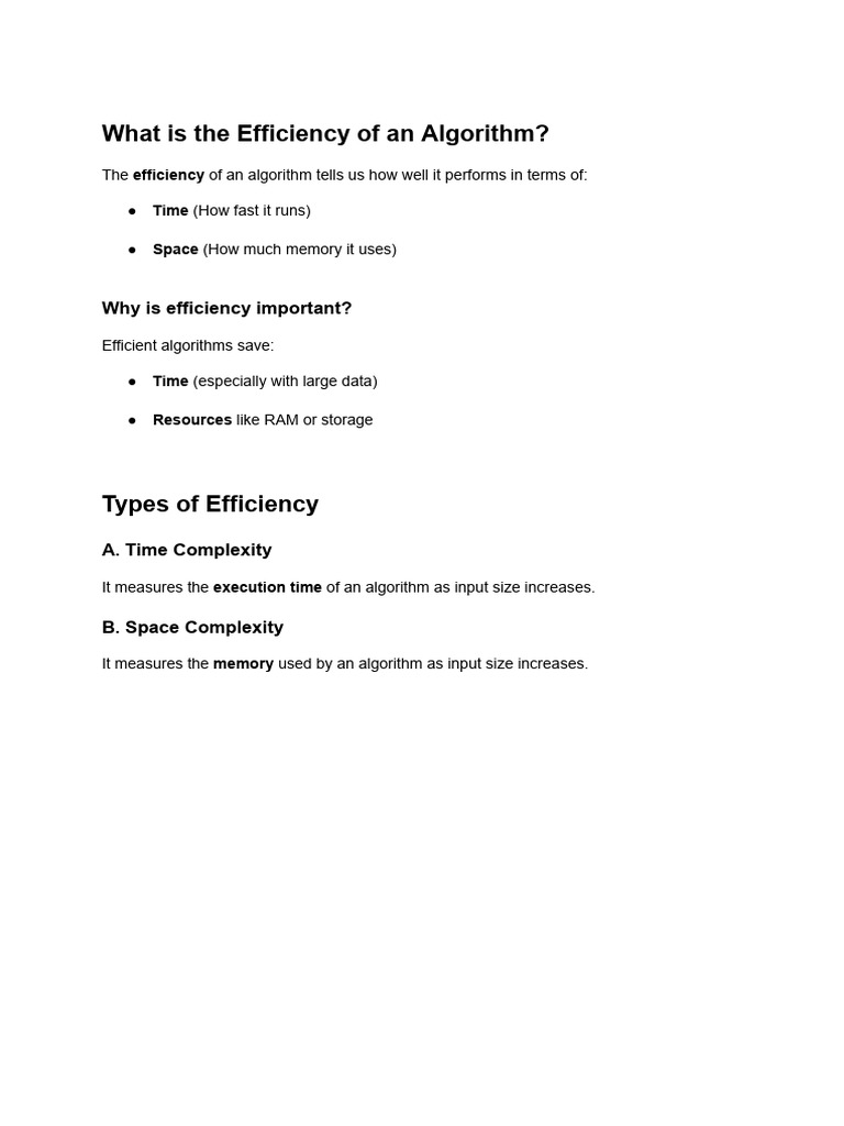 1.2 What Is The Efficiency of An Algorithm | PDF | Time Complexity ...
