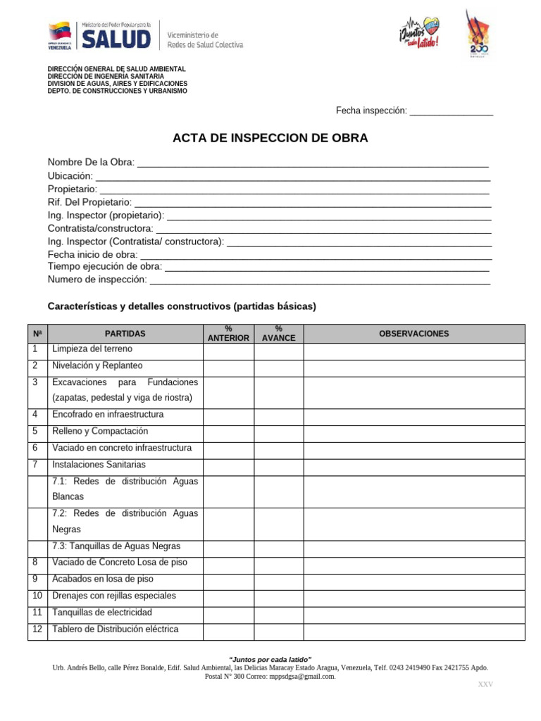 Formato de Inspeccion de Obra Pnud - Revision | PDF | Ingeniero civil