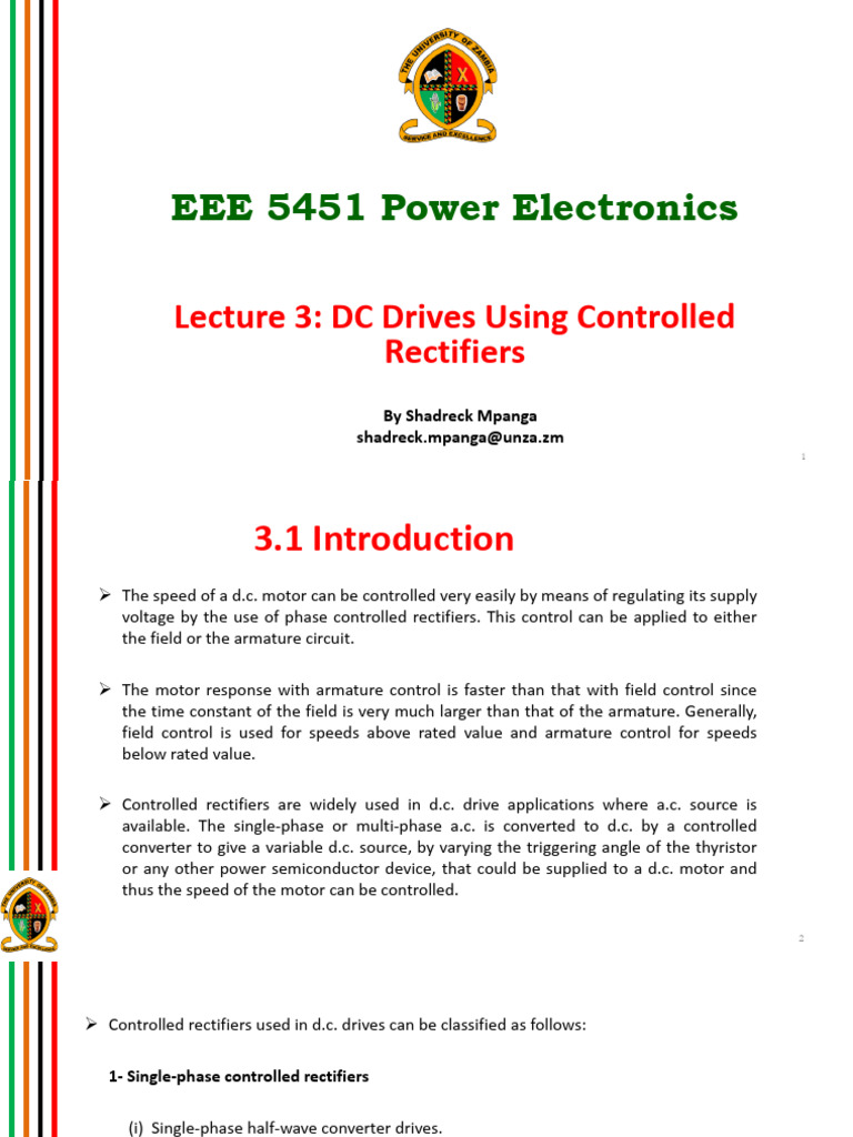 EEE 5451-Lecture 3 DC Drives Using Controlled Rectifiers | PDF ...