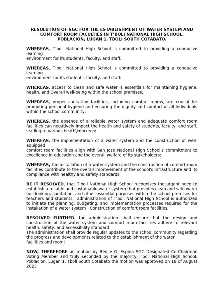 Water System Resolution F3 | PDF | Sanitation | Drinking Water