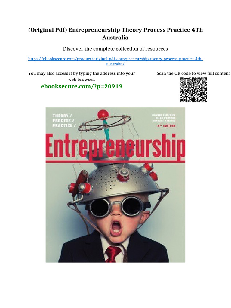 (Original PDF) Entrepreneurship Theory Process Practice 4th Australia ...