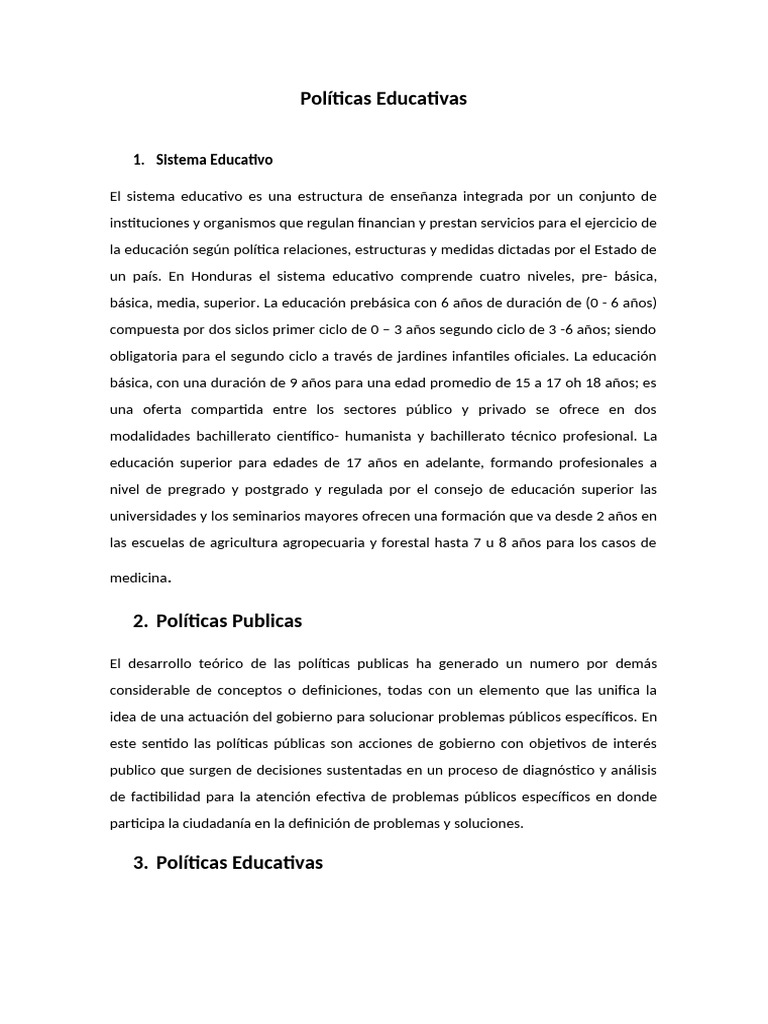 Política Educativa | PDF | Educación de la primera infancia