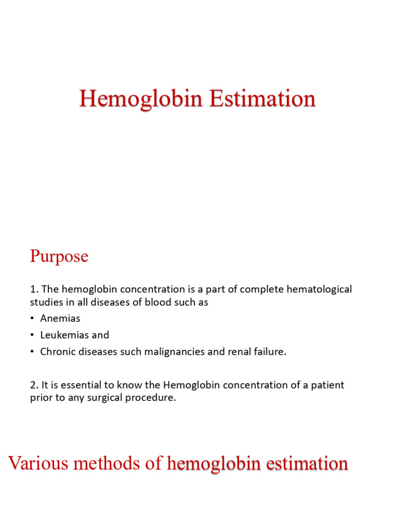 Hemoglobin Estimation 25 | PDF | Hemoglobin | Blood