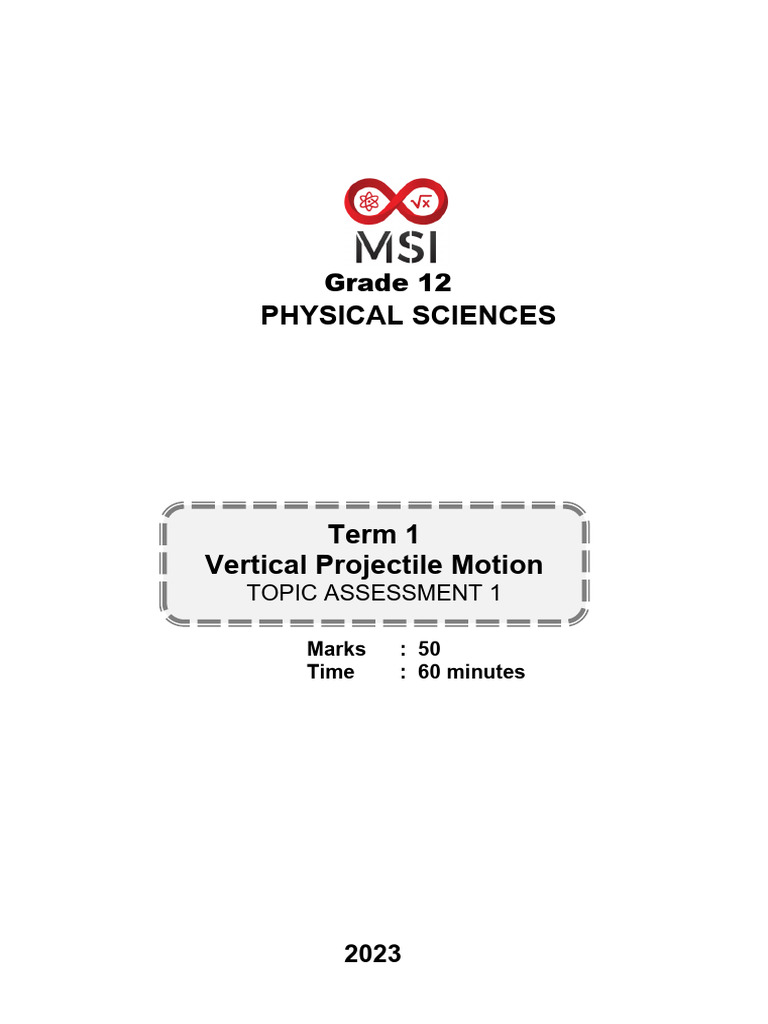 Msi Curriculum Material - Physical Science - Grade 12 - Assessments ...