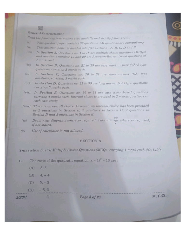 Mathematics Standard Set-1 | PDF
