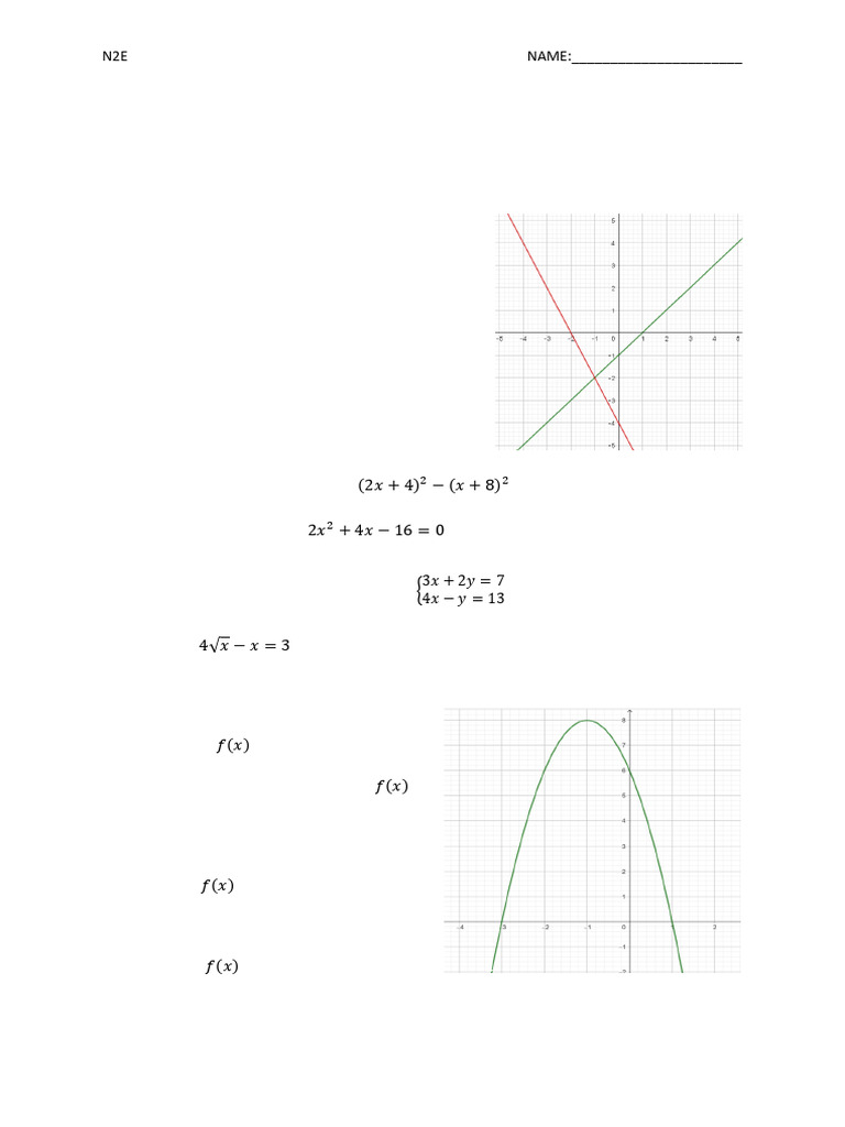 Test - Linear-Quadratics - Math 2c - 2025 | PDF