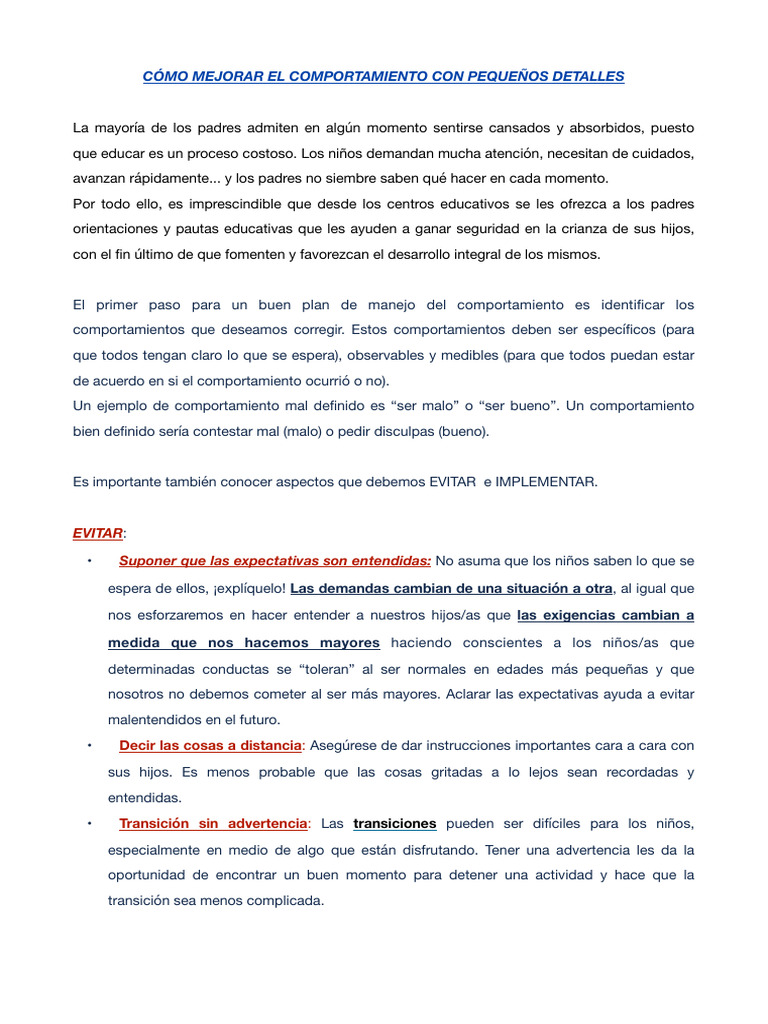 Pautas para cambio de conducta | PDF | Comportamiento