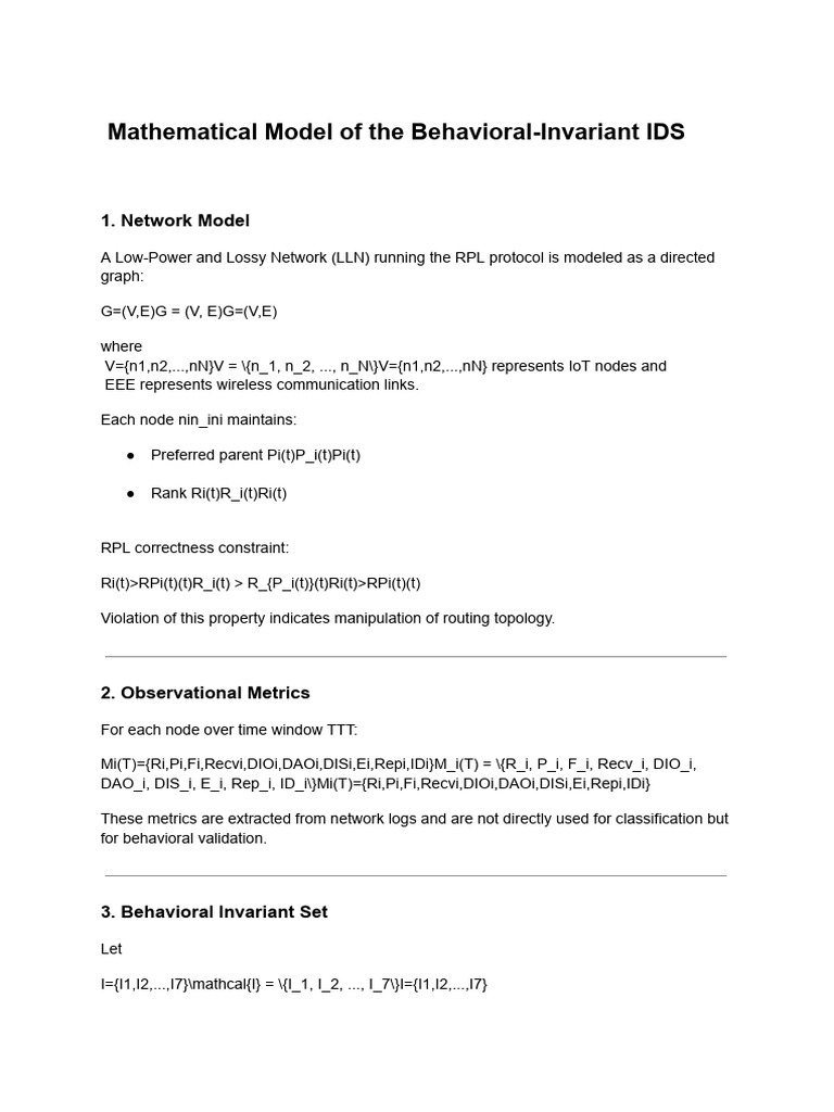 Mathematical Model of The Behavioral-Invariant IDS | PDF | Mathematics ...
