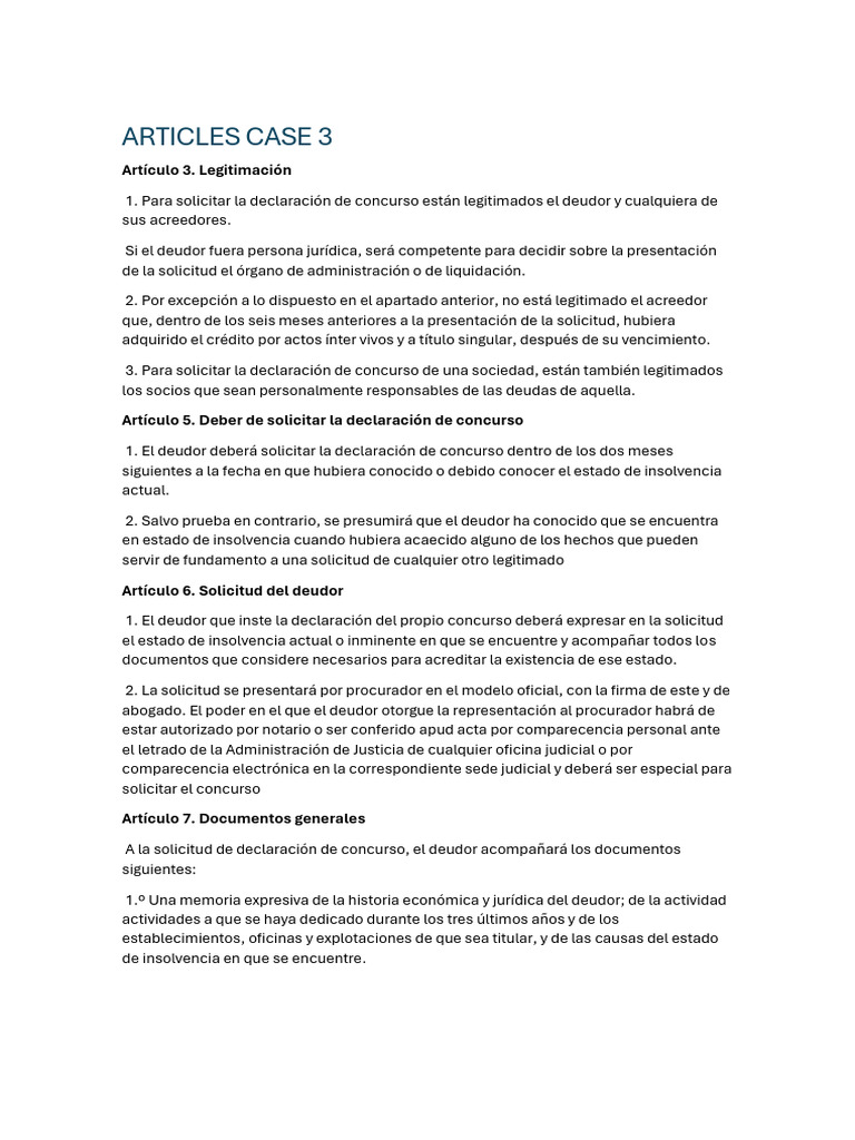 Articles Case 3 | PDF | Liquidación | Justicia