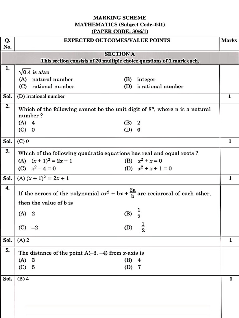 Class 10 Maths Paper With Solutions | PDF