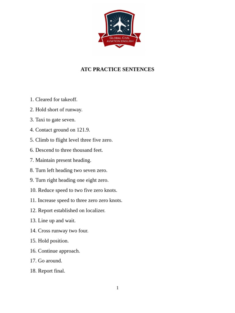 Atc Practice Sentences | PDF