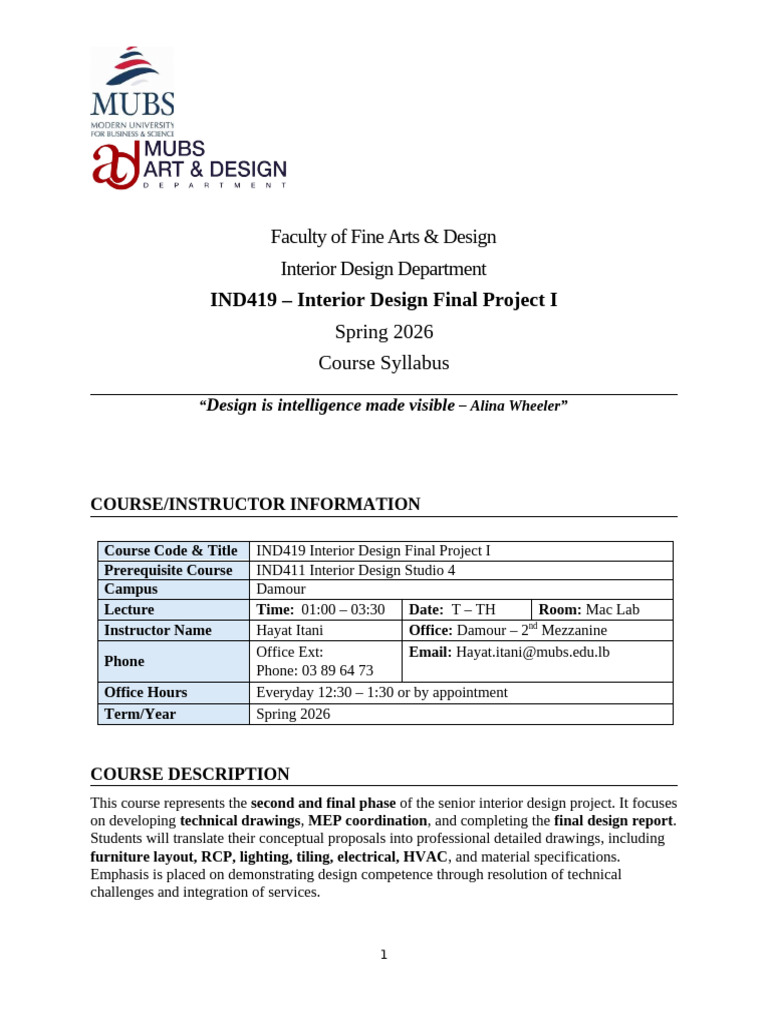 IND419 Interior Design Final Project I | PDF | Methodology | Concept