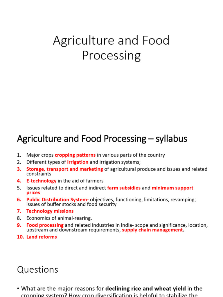 Agriculture and Food Processing | PDF | Agriculture