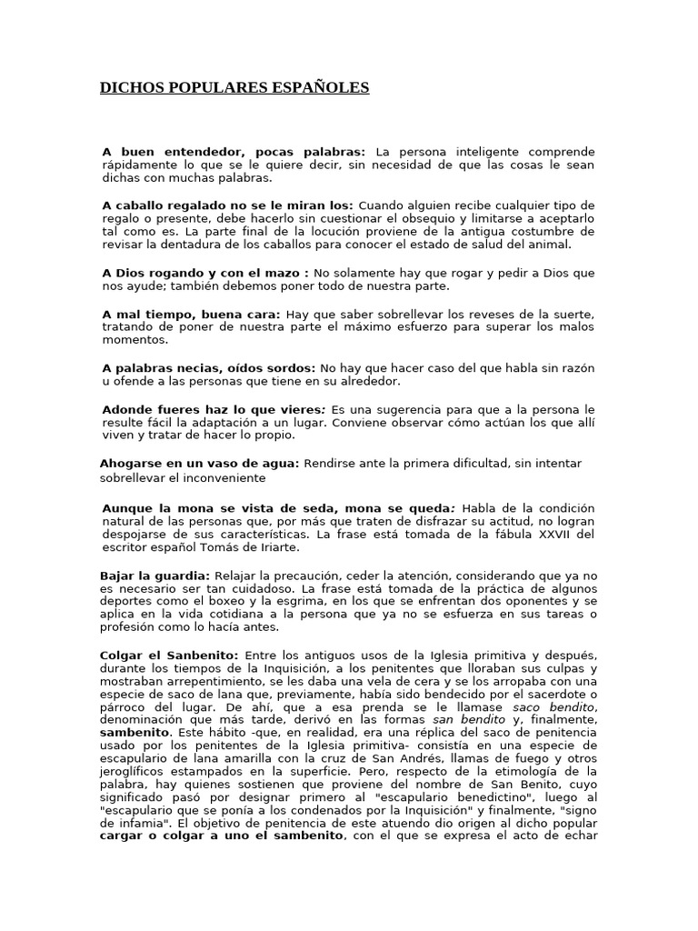 Dichos Populares | PDF