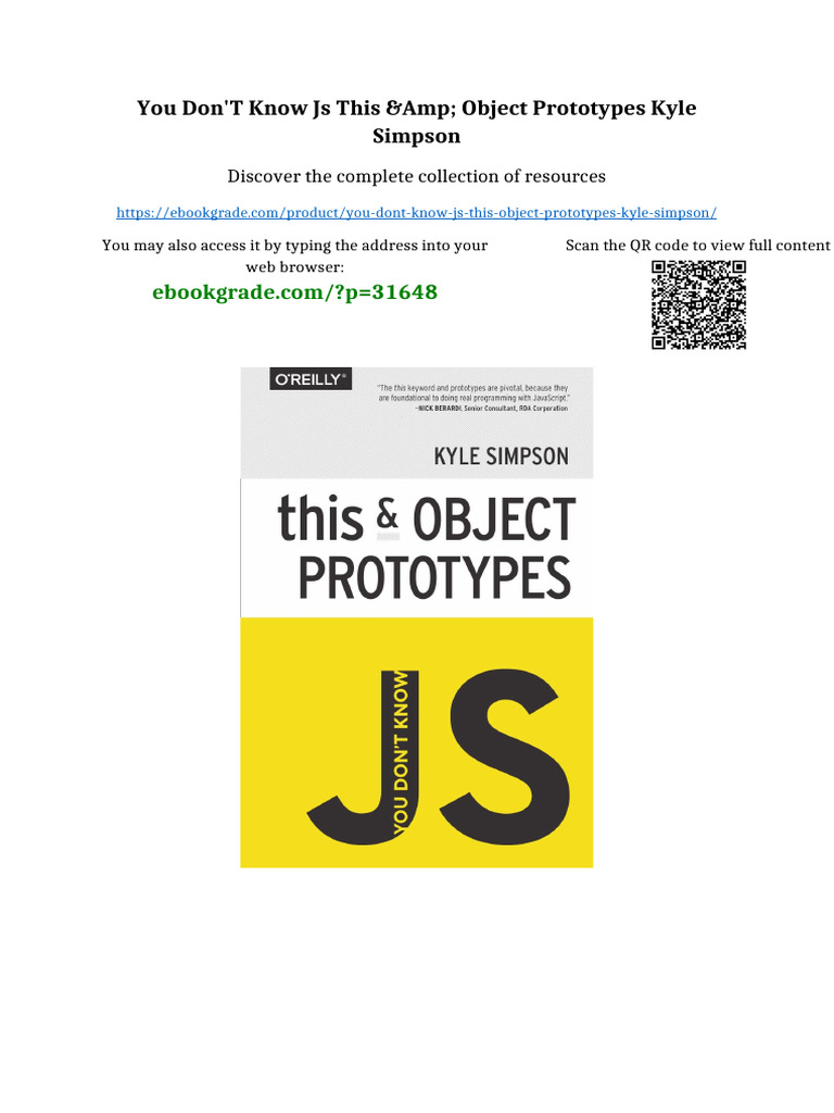 You Don't Know JS This & Object Prototypes Kyle Simpson Full Digital ...