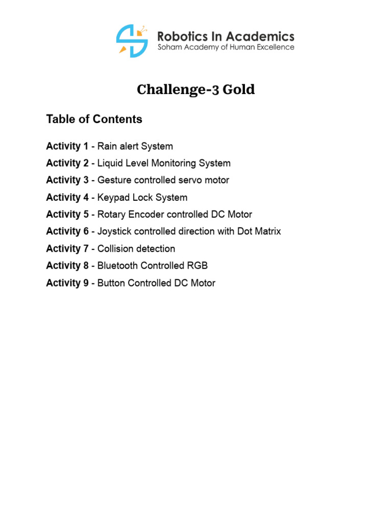 Gold Challenge 2025-26 UPDATED | PDF | Arduino | Light Emitting Diode