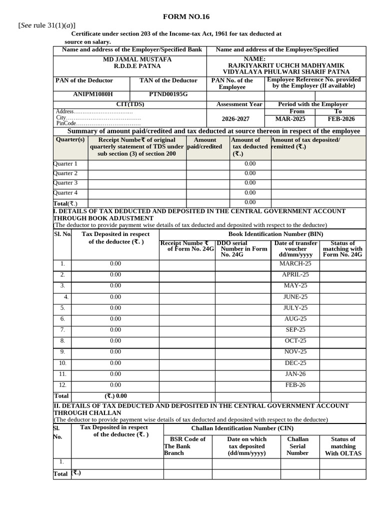 TDS - BLANK Editable Patna DPO Updated | PDF | Tax Deduction | Economies