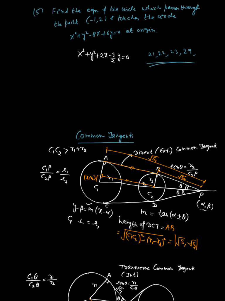 Circle _ L-09 (Class Notes) _ Common Tangents and Radical Axis | PDF