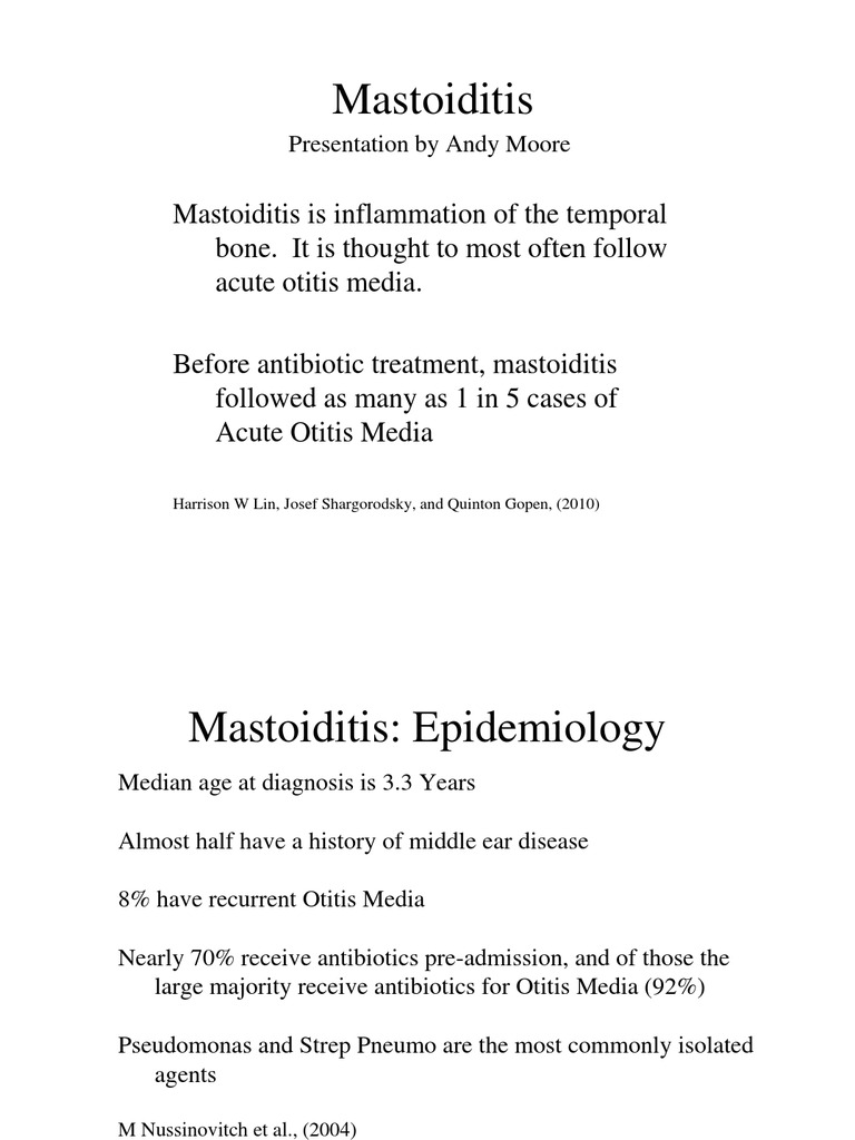 Mastoiditis | PDF | Health Sciences | Medical Specialties