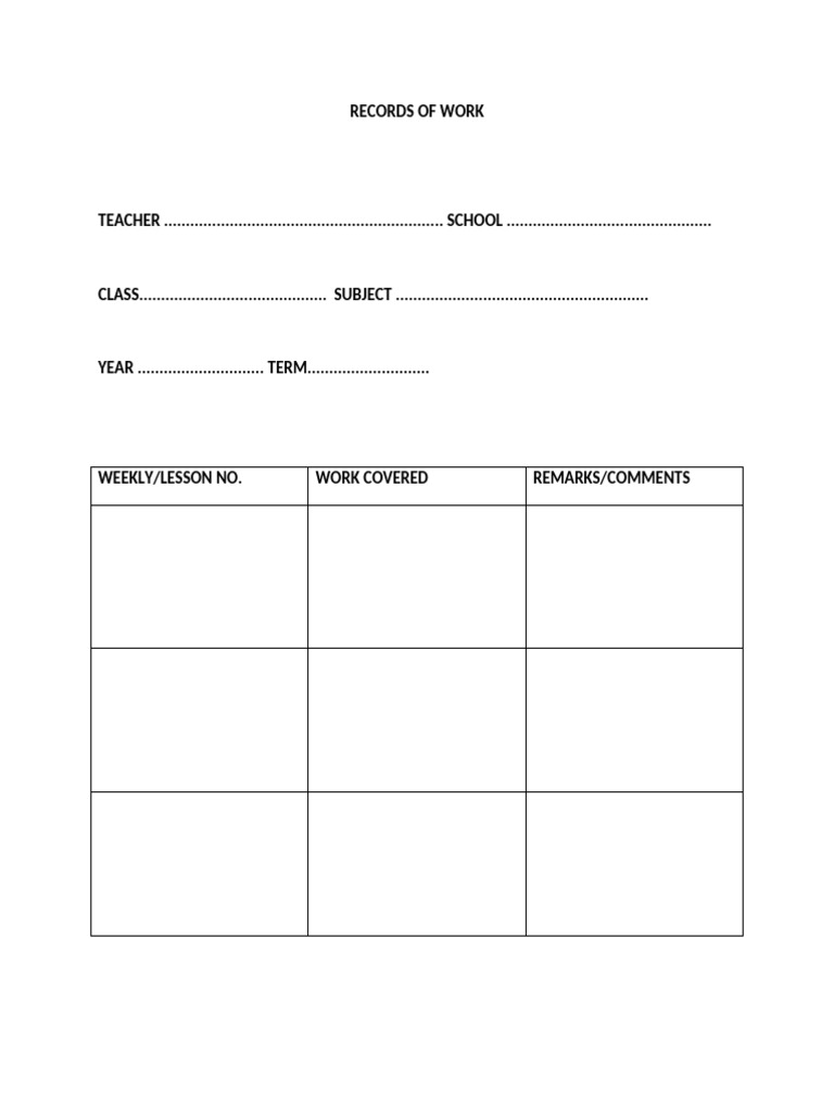Records of Work | PDF