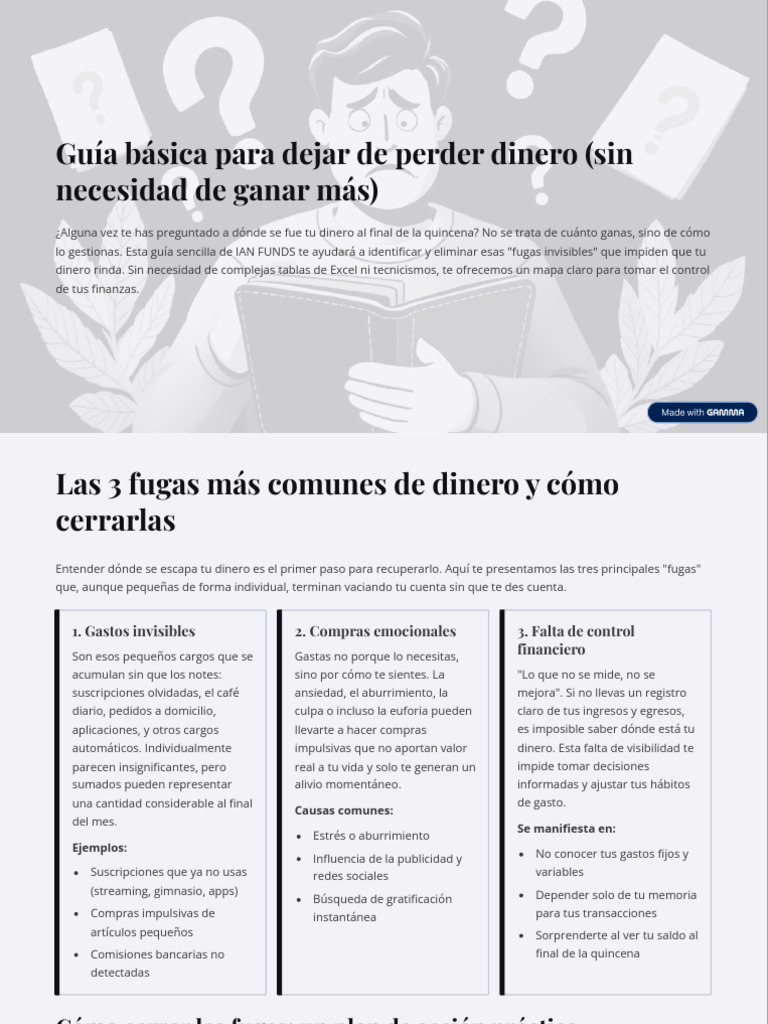 Guia Basica Para Dejar de Perder Dinero Sin Necesidad de Ganar Mas | PDF