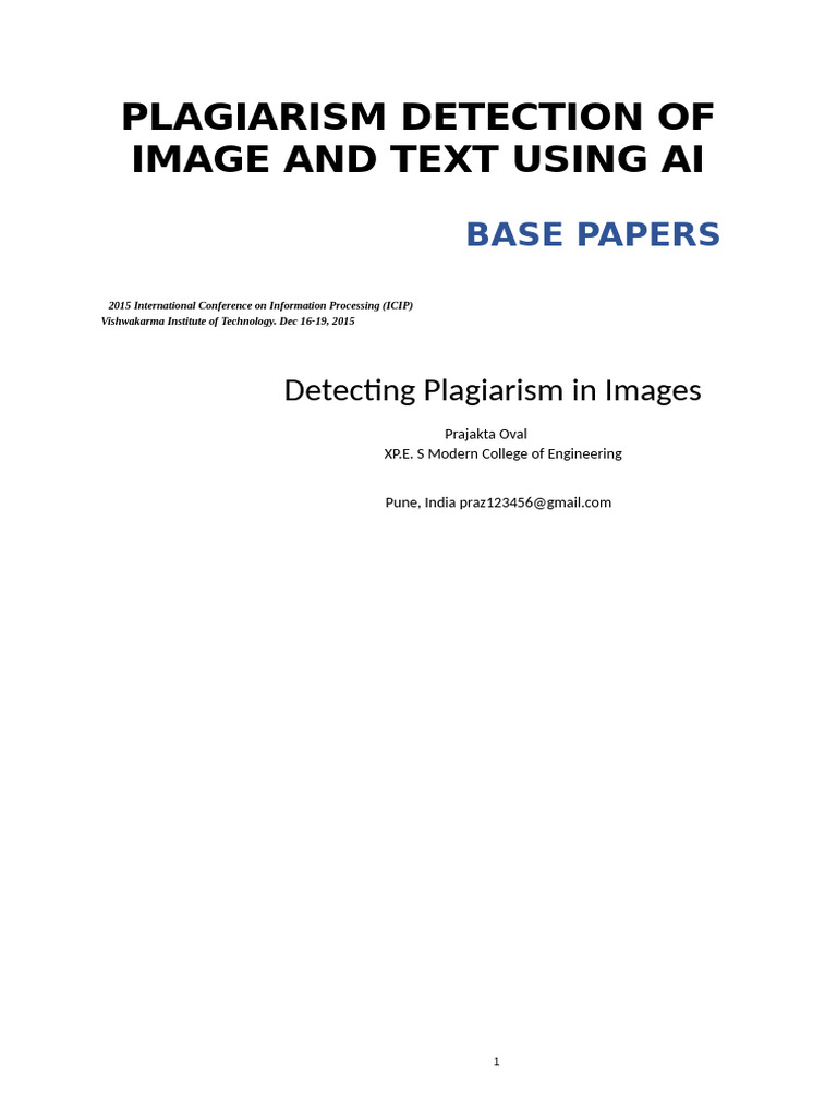 Base Paper 1 | PDF | Plagiarism | Computer Vision