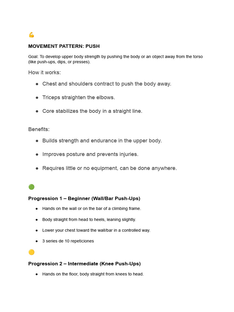 Movement Pattern: Push | PDF