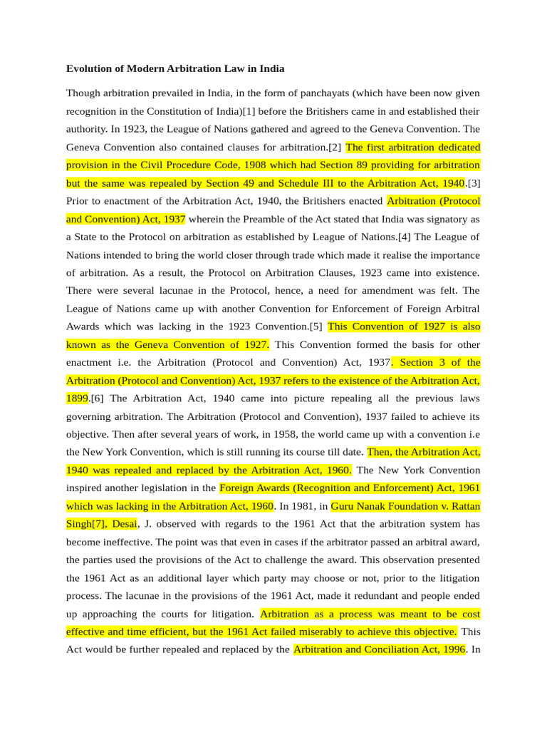 Evolution of Modern Arbitration Law in India | PDF | Arbitration ...