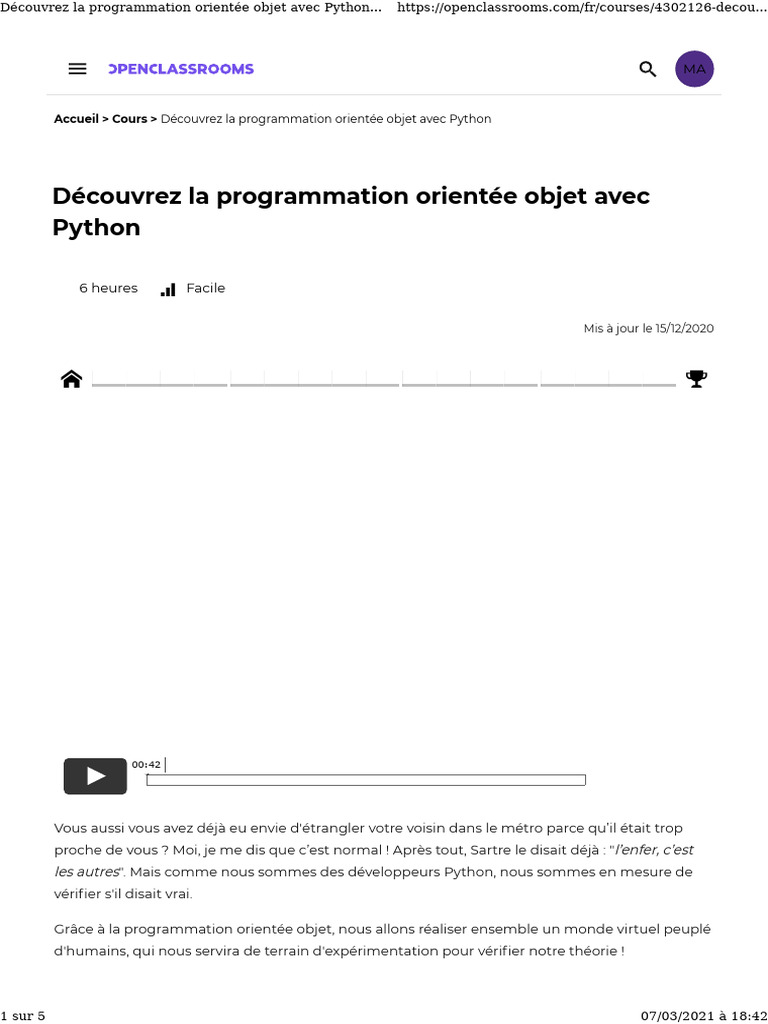 Découvrez La Programmation Orientée Objet Avec Python - OpenClassrooms ...
