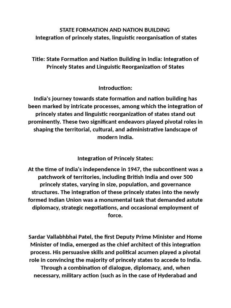 State Formation and Nation Building | PDF | Political Science