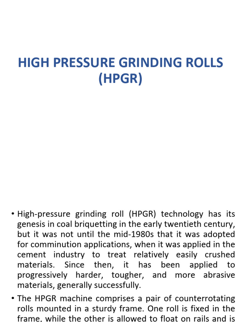 HIGH PRESSURE GRINDING ROLLS (HPGR) - Copy | PDF | Mill (Grinding ...