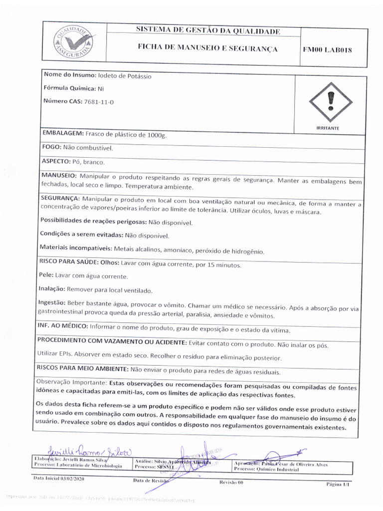 Iodeto de Potassio | PDF
