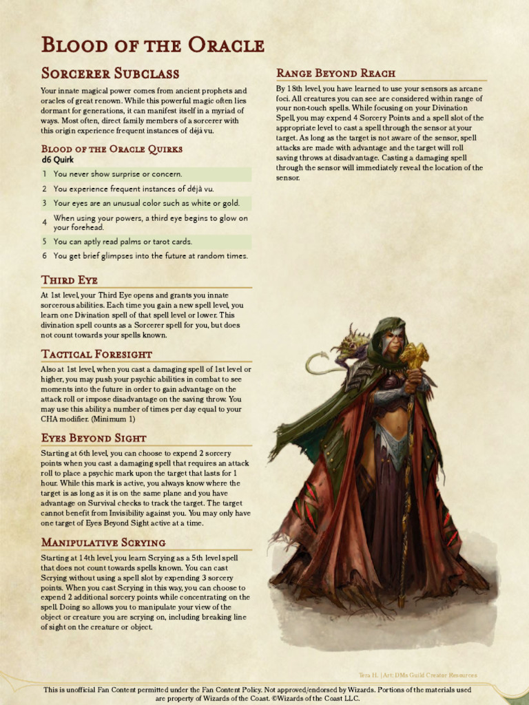 Blood of the Oracle Sorcerer Origin | PDF | Divination